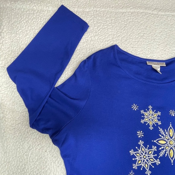 NWT Rebecca Malone Blue Embroidered 1X Women’s Top - Picture 3 of 14